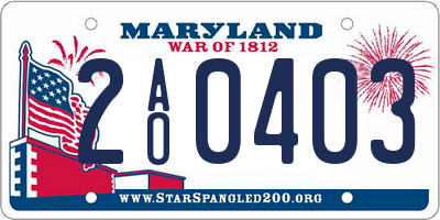 MD license plate 2AO0403
