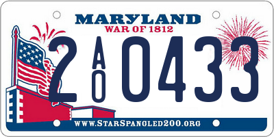 MD license plate 2AO0433