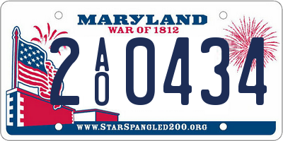 MD license plate 2AO0434