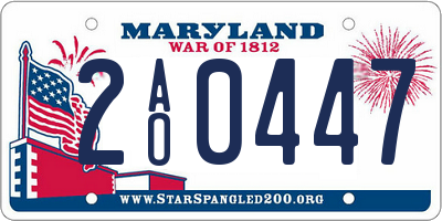 MD license plate 2AO0447