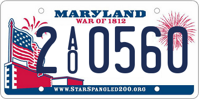 MD license plate 2AO0560