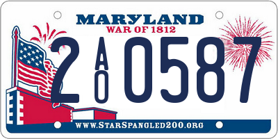 MD license plate 2AO0587