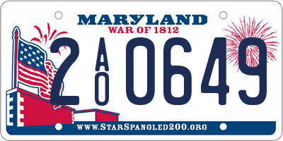 MD license plate 2AO0649