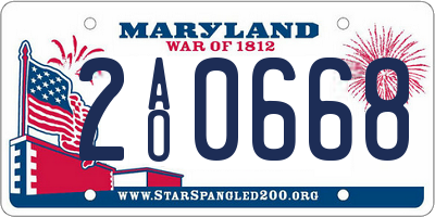 MD license plate 2AO0668