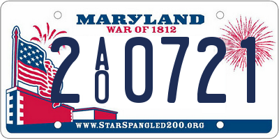 MD license plate 2AO0721