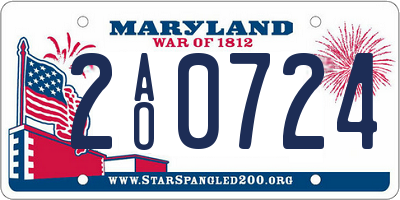 MD license plate 2AO0724