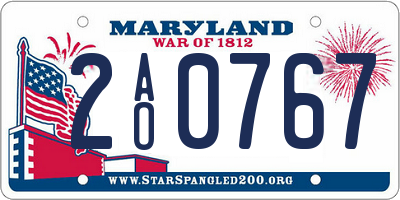 MD license plate 2AO0767