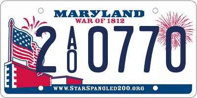 MD license plate 2AO0770