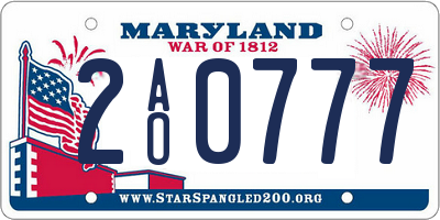 MD license plate 2AO0777