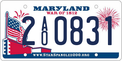 MD license plate 2AO0831