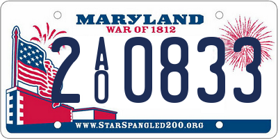 MD license plate 2AO0833
