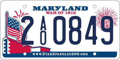 MD license plate 2AO0849