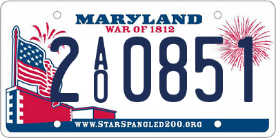 MD license plate 2AO0851