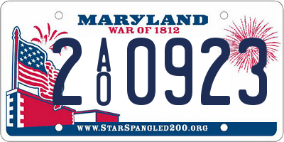 MD license plate 2AO0923