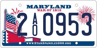 MD license plate 2AO0953