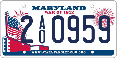 MD license plate 2AO0959