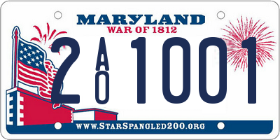 MD license plate 2AO1001