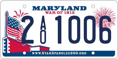 MD license plate 2AO1006