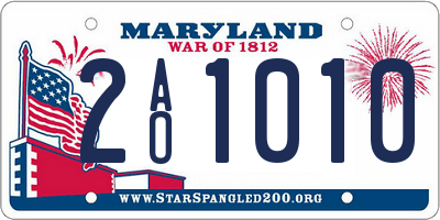 MD license plate 2AO1010
