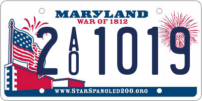 MD license plate 2AO1019
