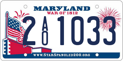 MD license plate 2AO1033