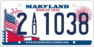 MD license plate 2AO1038
