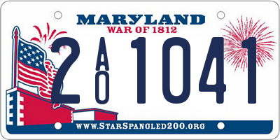 MD license plate 2AO1041