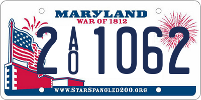 MD license plate 2AO1062