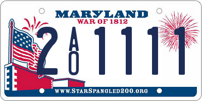 MD license plate 2AO1111
