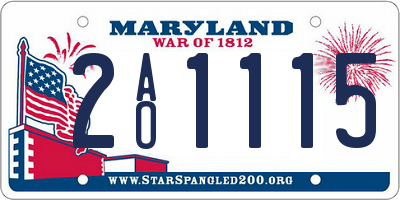 MD license plate 2AO1115