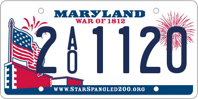 MD license plate 2AO1120