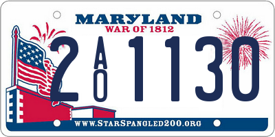 MD license plate 2AO1130