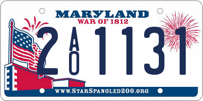MD license plate 2AO1131