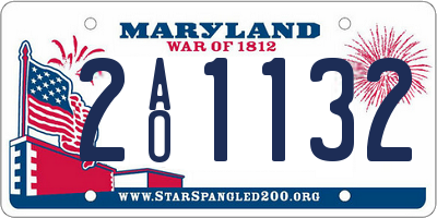 MD license plate 2AO1132