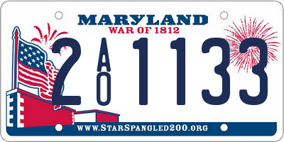 MD license plate 2AO1133