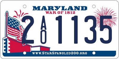 MD license plate 2AO1135