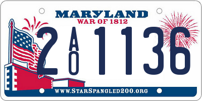 MD license plate 2AO1136