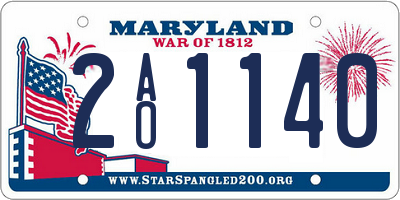 MD license plate 2AO1140