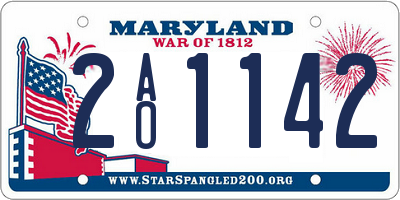 MD license plate 2AO1142