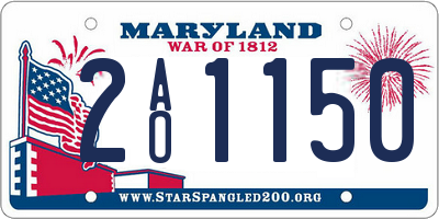 MD license plate 2AO1150