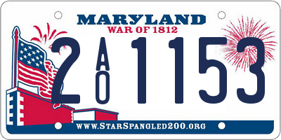 MD license plate 2AO1153
