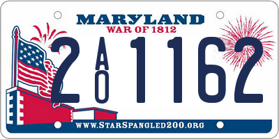 MD license plate 2AO1162