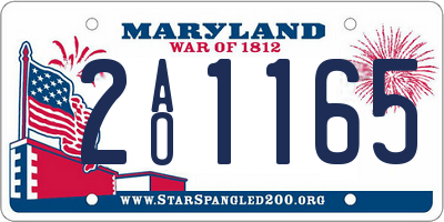 MD license plate 2AO1165