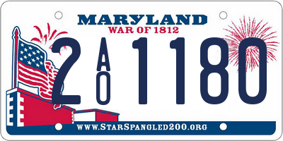 MD license plate 2AO1180