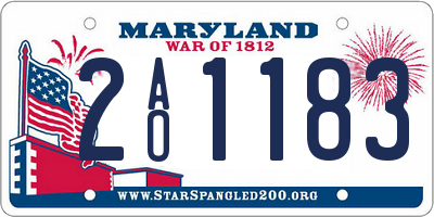 MD license plate 2AO1183