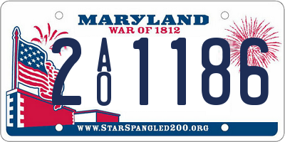 MD license plate 2AO1186