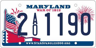 MD license plate 2AO1190