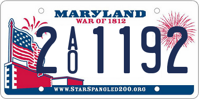 MD license plate 2AO1192