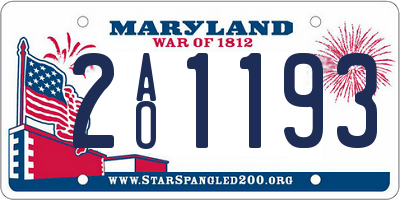 MD license plate 2AO1193