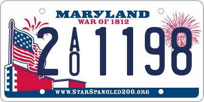 MD license plate 2AO1198
